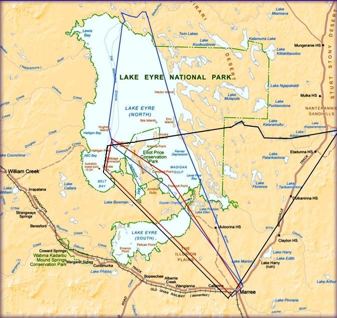 4 and 3 day Lake eyre tours and flights from Marree-Flight-Map