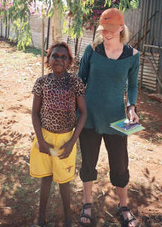 Young Warlukurlangu Aboriginal artist on Tanami Track tour