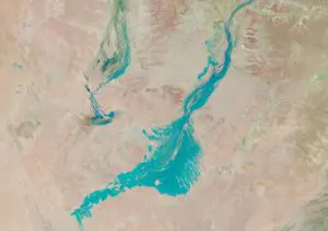 Birdsville is near lower leg of flood water approaching Lake Eyre