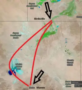 Lake Eyre and Birdsville Flights and Tours - Lake Eyre flight map