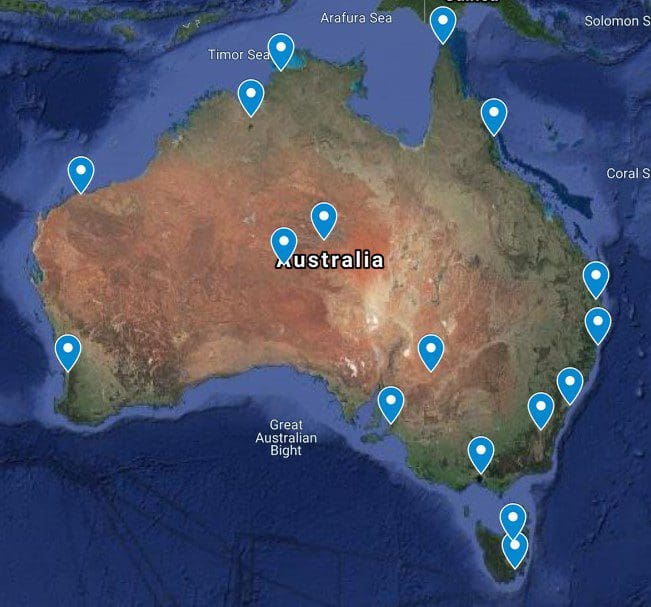 Spirit Safaris Australian Tours Map