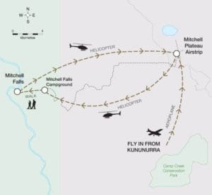 Mitchell heli route Kimberley Kununurra to Broome Lake Argyle Mitchell Falls 8 Day Tour